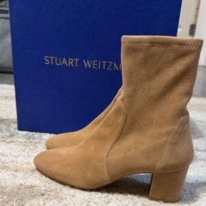 Stuart Weitzman Yuliana 60 Tan Suede Ankle Booties